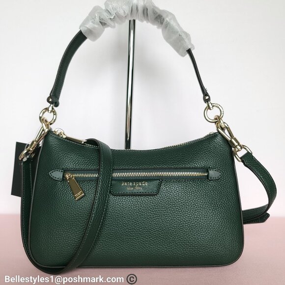 KATE SPADE Hudson Pebbled Leather Convertible Crossbody Bag- Northern Pine 🎈 - Picture 1 of 16